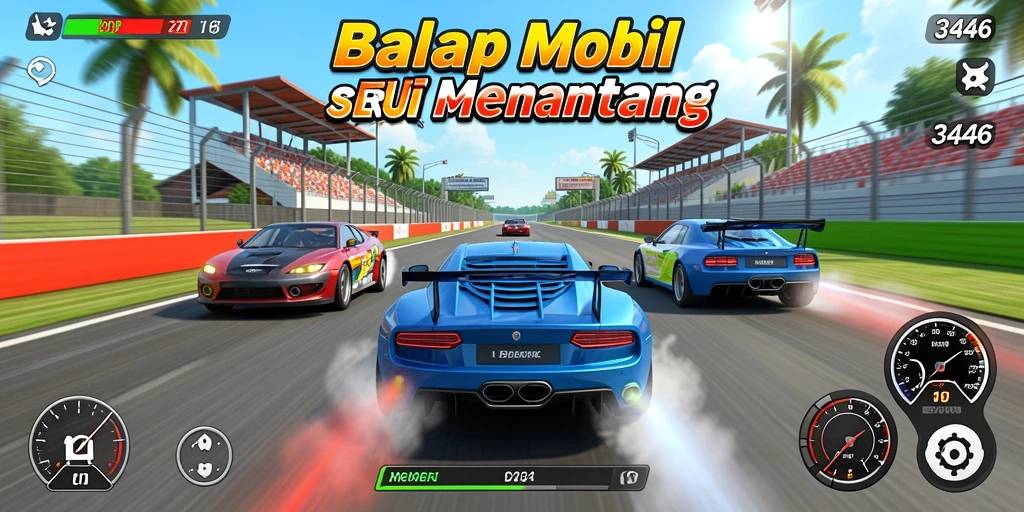 Tampilan antarmuka game Balap Mobil yang dinamis dan menarik.