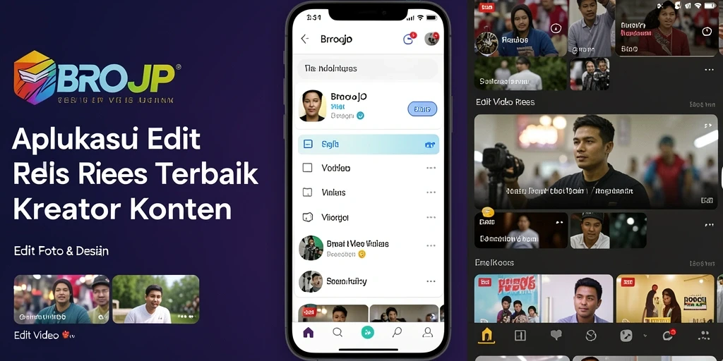 Tampilan antarmuka BROJP dengan fitur Edit Video Reels yang lengkap.