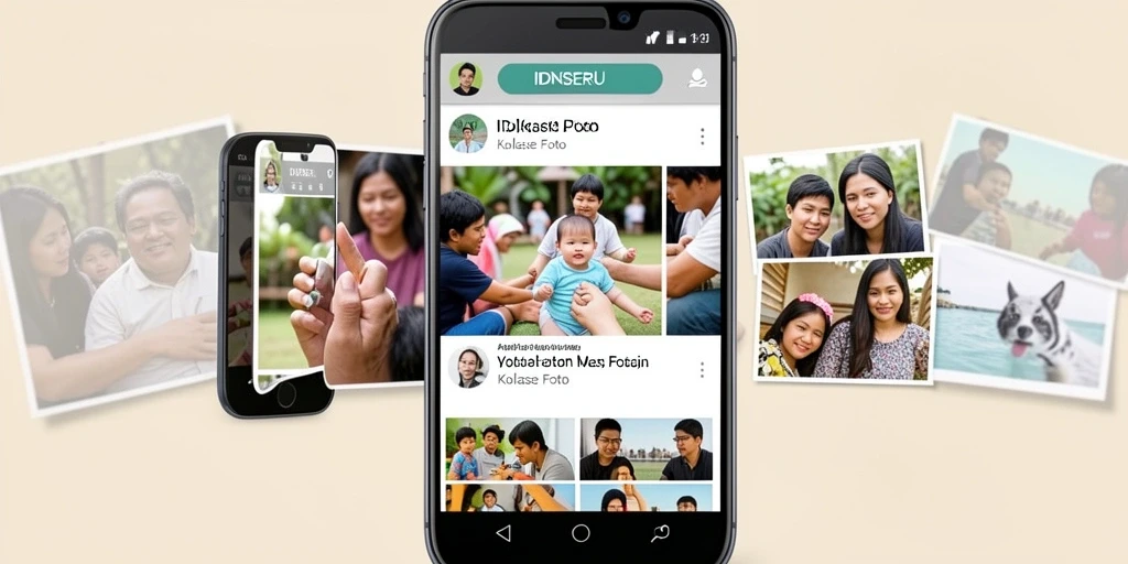 Tampilan antarmuka IDNSERU dengan berbagai fitur Kolase Foto.