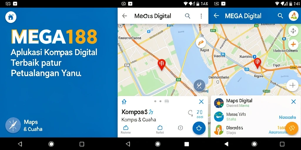Antarmuka aplikasi MEGA188 yang intuitif dan mudah digunakan untuk navigasi.
