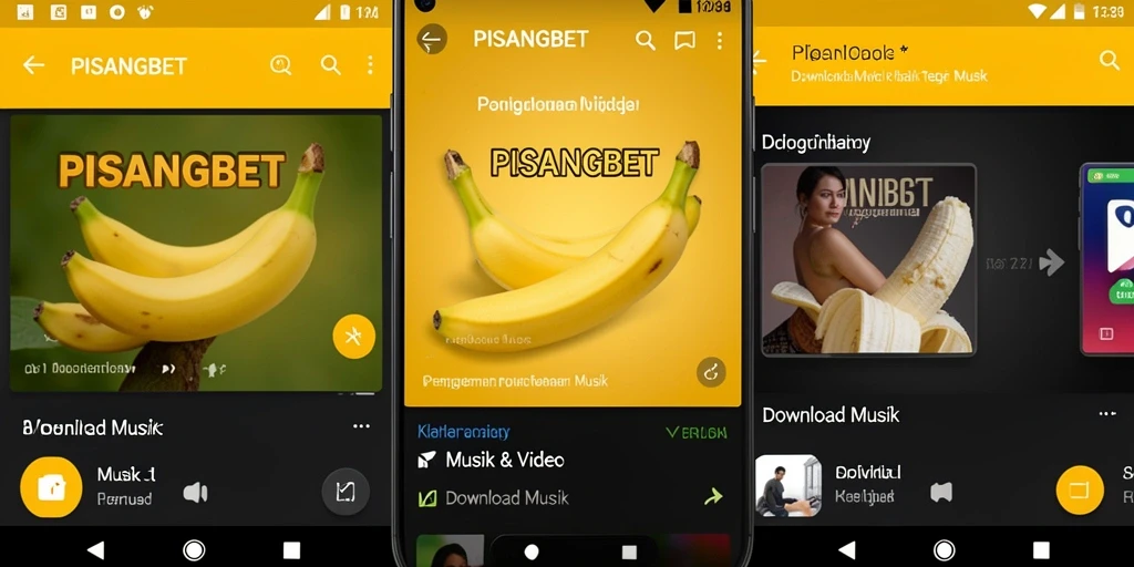 Antarmuka PISANGBET dengan fitur unggulan untuk Download Musik.