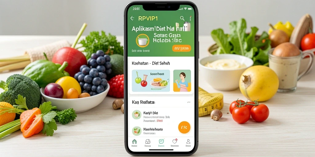 Antarmuka menarik dari aplikasi RPVIP1 untuk Diet Sehat.